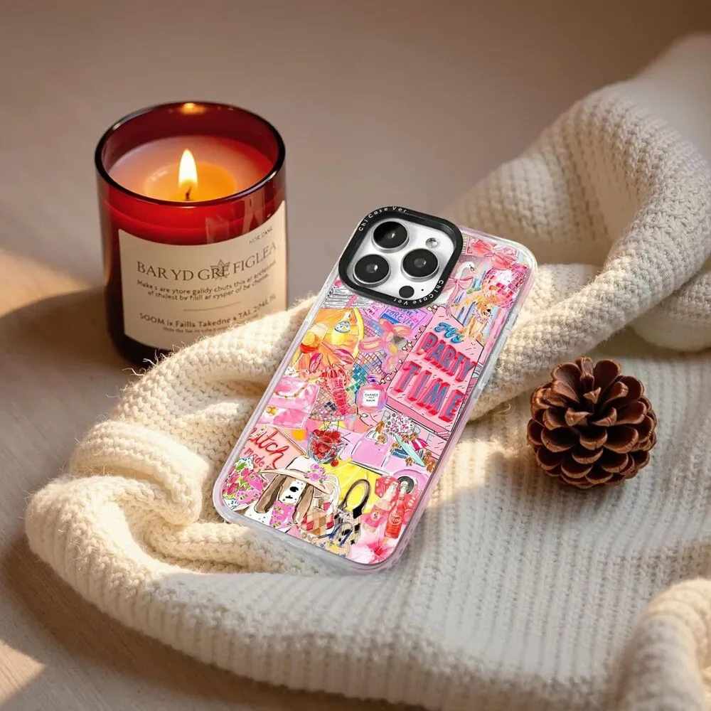 iPhone 12 Pro Max Case Pink Party Time Collage MagSafe Soft TPU Drop Protection